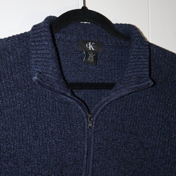 Calvin Klein 1/4 Zip Cotton Sweater Men’s Size L Navy - Picture 4 of 6